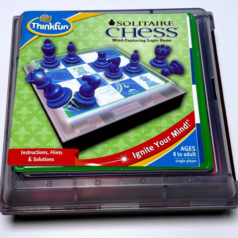 Solitaire Chess Logic Game Blue Single Player Brain Teaser Puzzle ThinkFun 3400